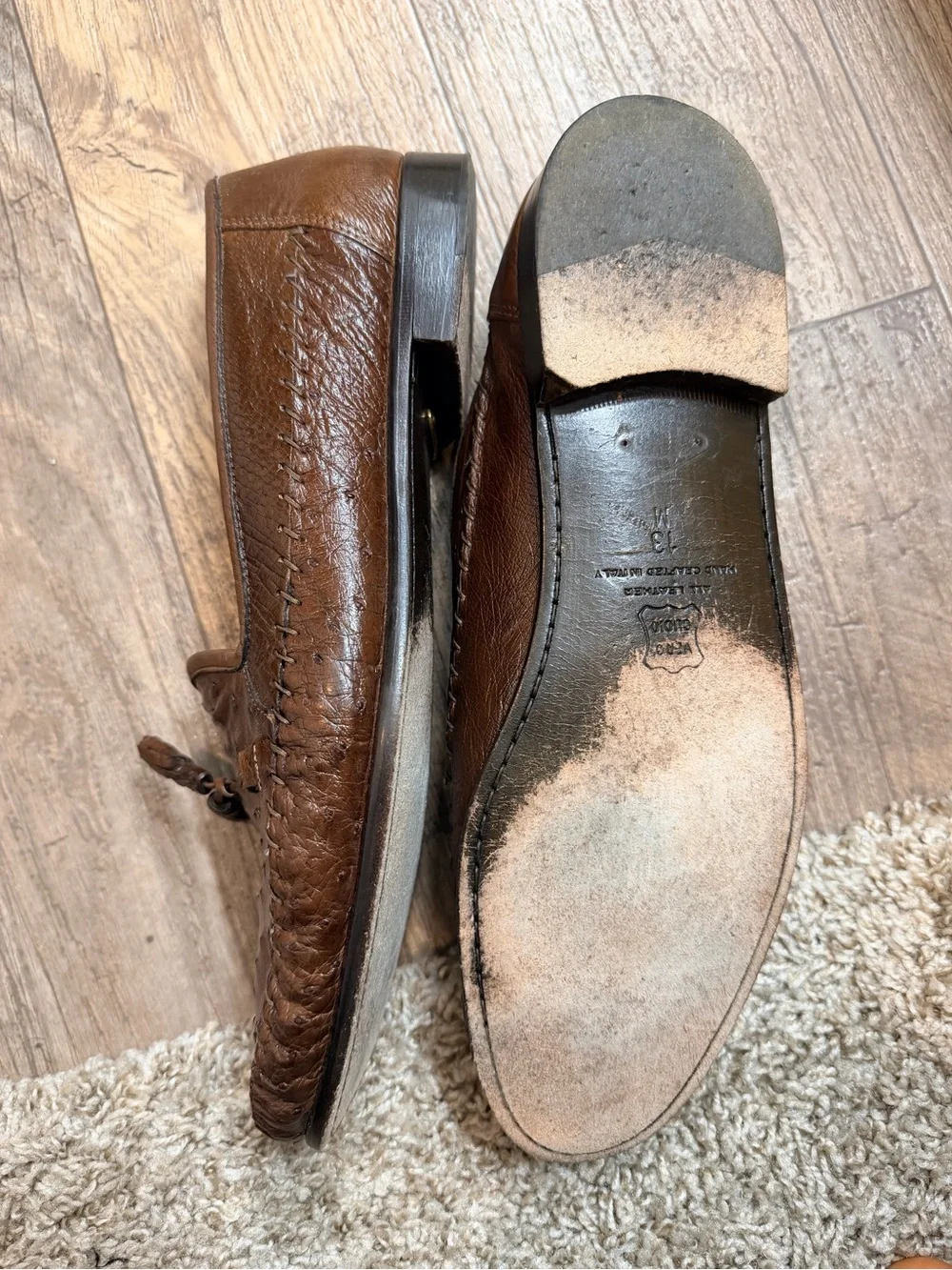 Men's Brown Leather Tassel Slip-On Loafers